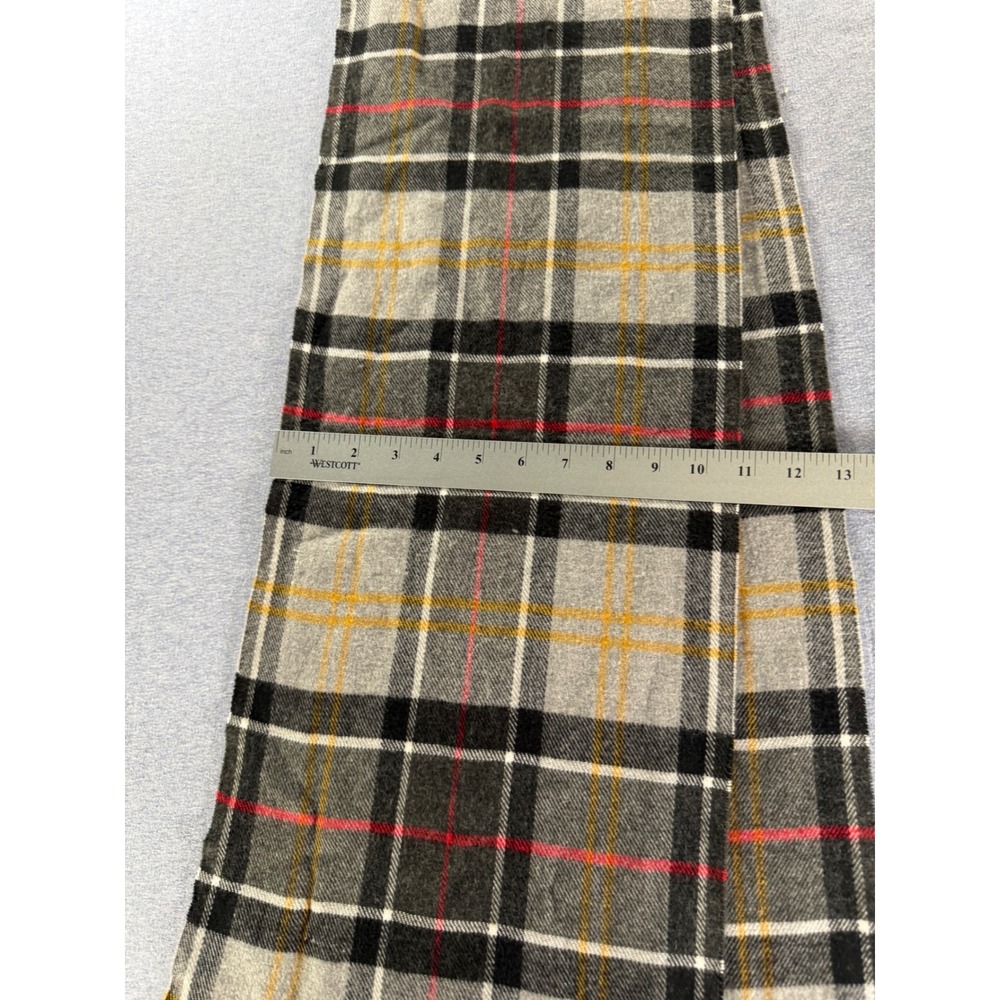 John Ashford Mens Grey Plaid Fringed Acrylic Winter Scarf RN 17541